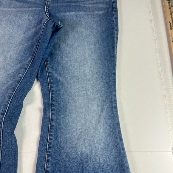 American Eagle Jean Women 30x27* Super High Rise Flare Blue Raw Hem Denim Tag 8S - Picture 3 of 16